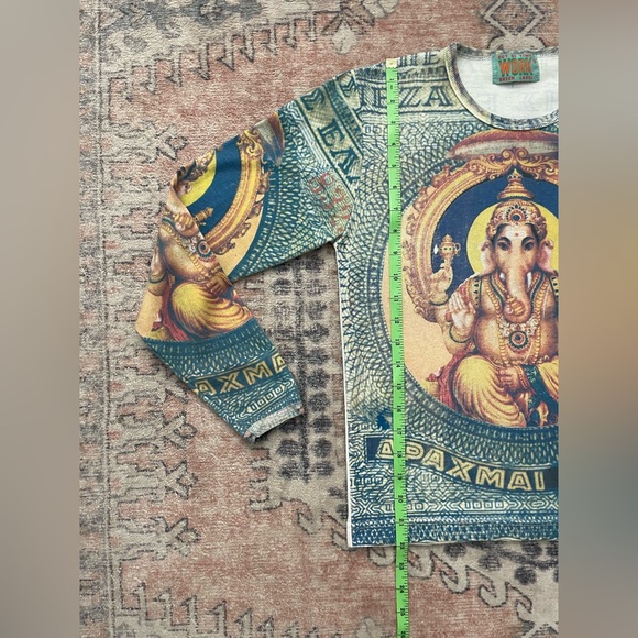 90s VTG WORK Out Of Time GreenLabel Indie Ganesha Graphic Streetwear Top Women M - Picture 6 of 7
